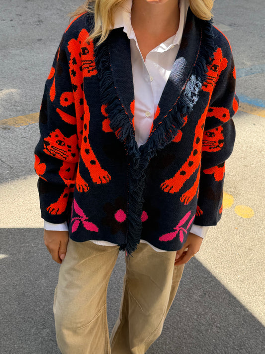 Cardigan Giaguaro | Blu Arancio Fucsia
