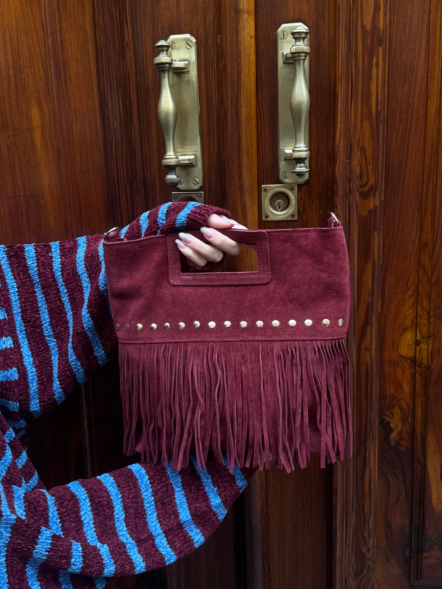 Borsa Frange Suede | Bordeaux