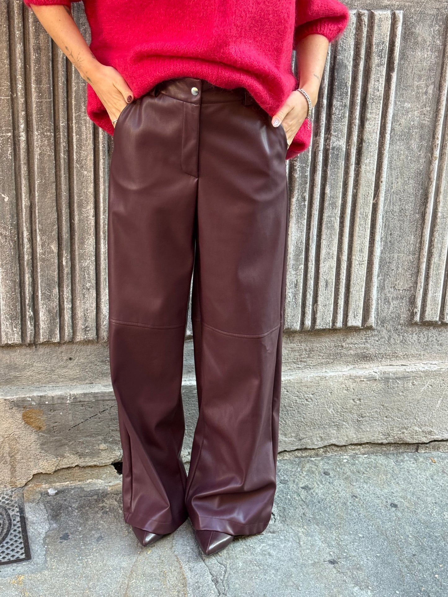 Pantalone Ecopelle Borgogna