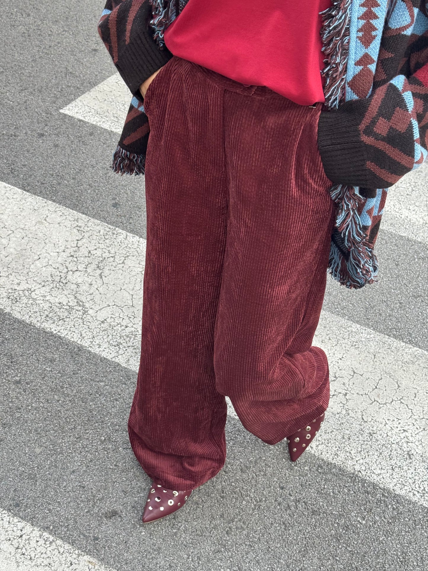Pantalone Velluto Bordeaux