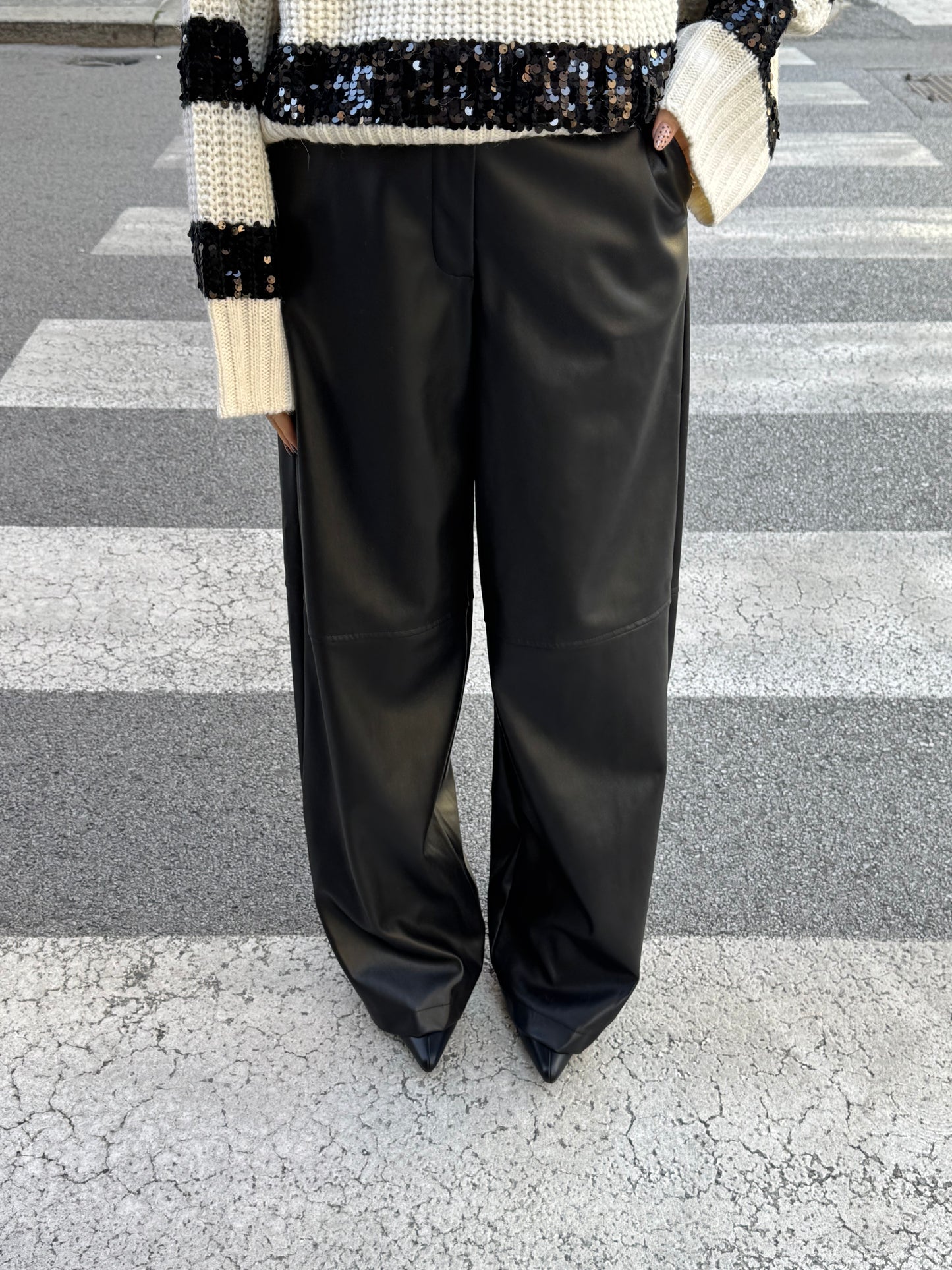 Pantalone Ecopelle Nero