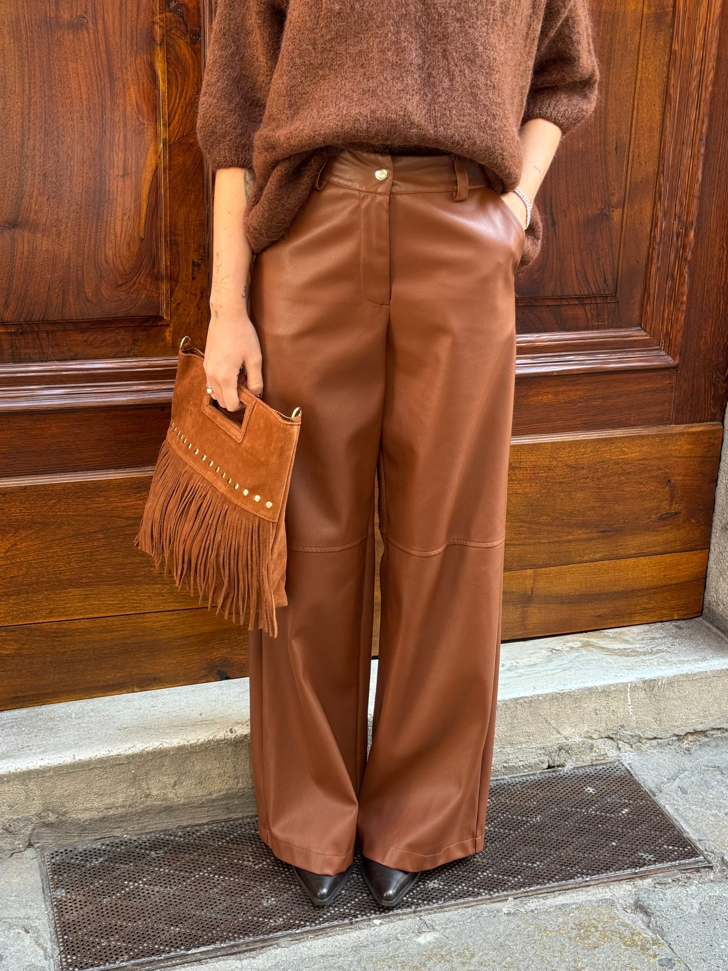 Pantalone Ecopelle Cuoio