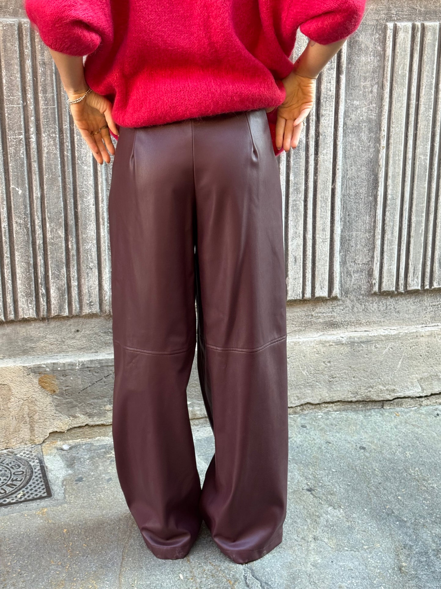 Pantalone Ecopelle Borgogna