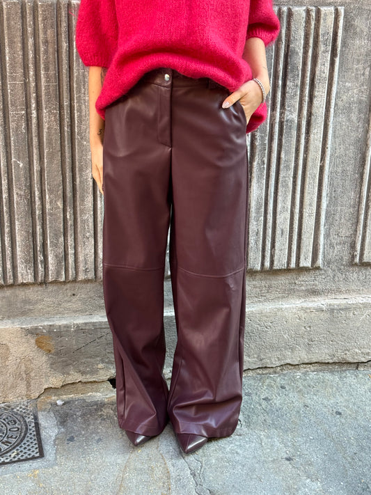 Pantalone Ecopelle Borgogna