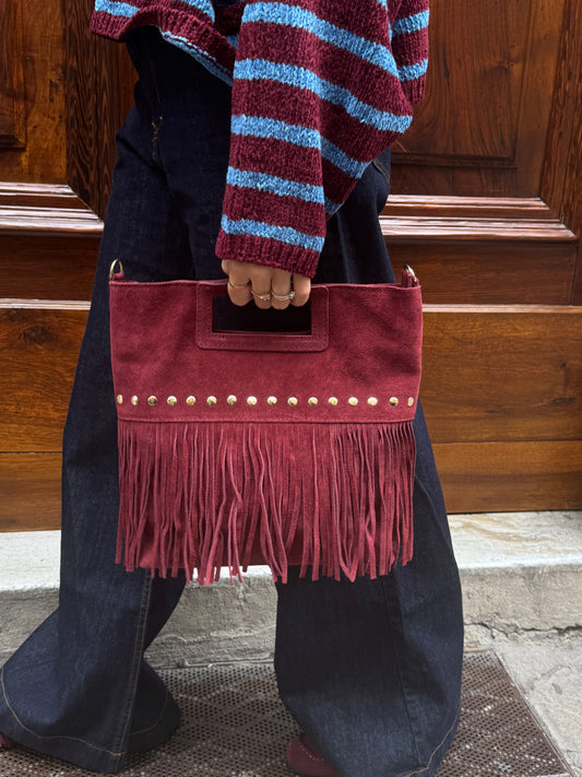 Borsa Frange Suede | Bordeaux