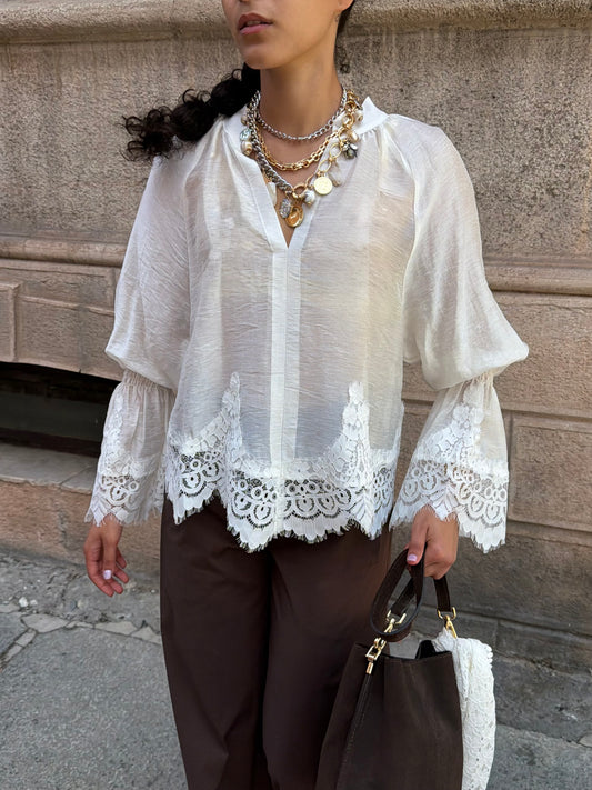 Camicia Pizzo White