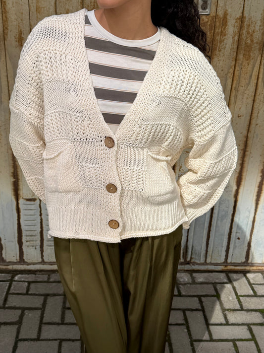 Cardigan Bottoni Panna