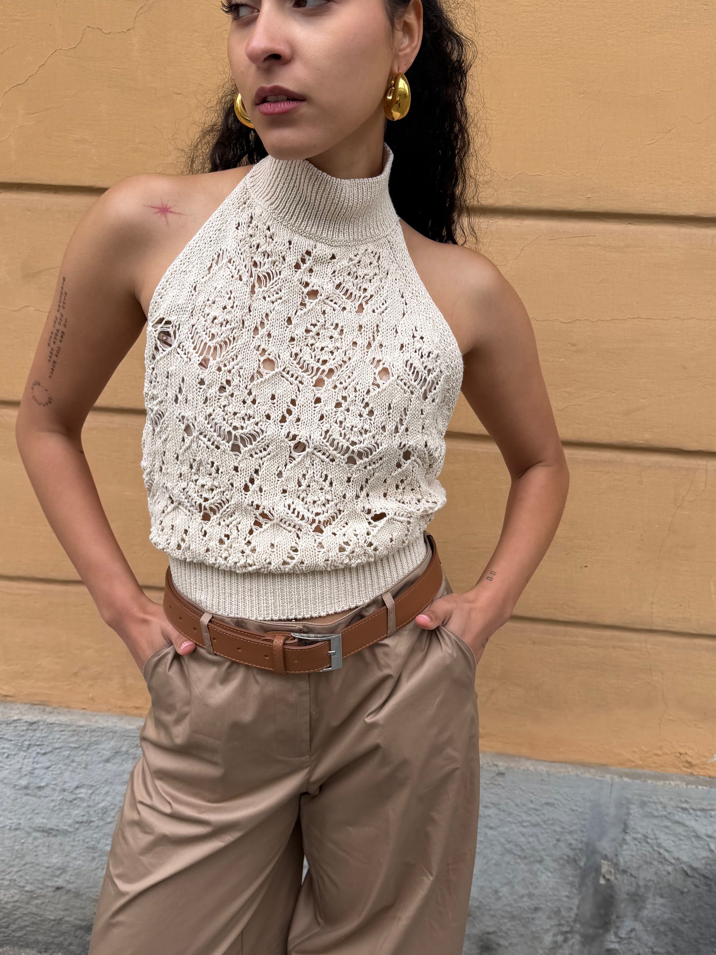 Top crochet Ecrù
