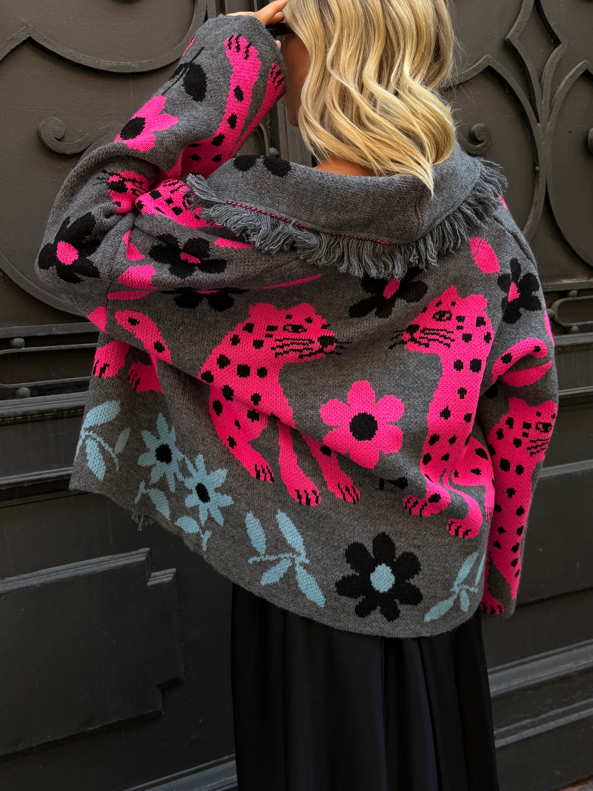 Cardigan Giaguaro | Grigio Fucsia Azzurro
