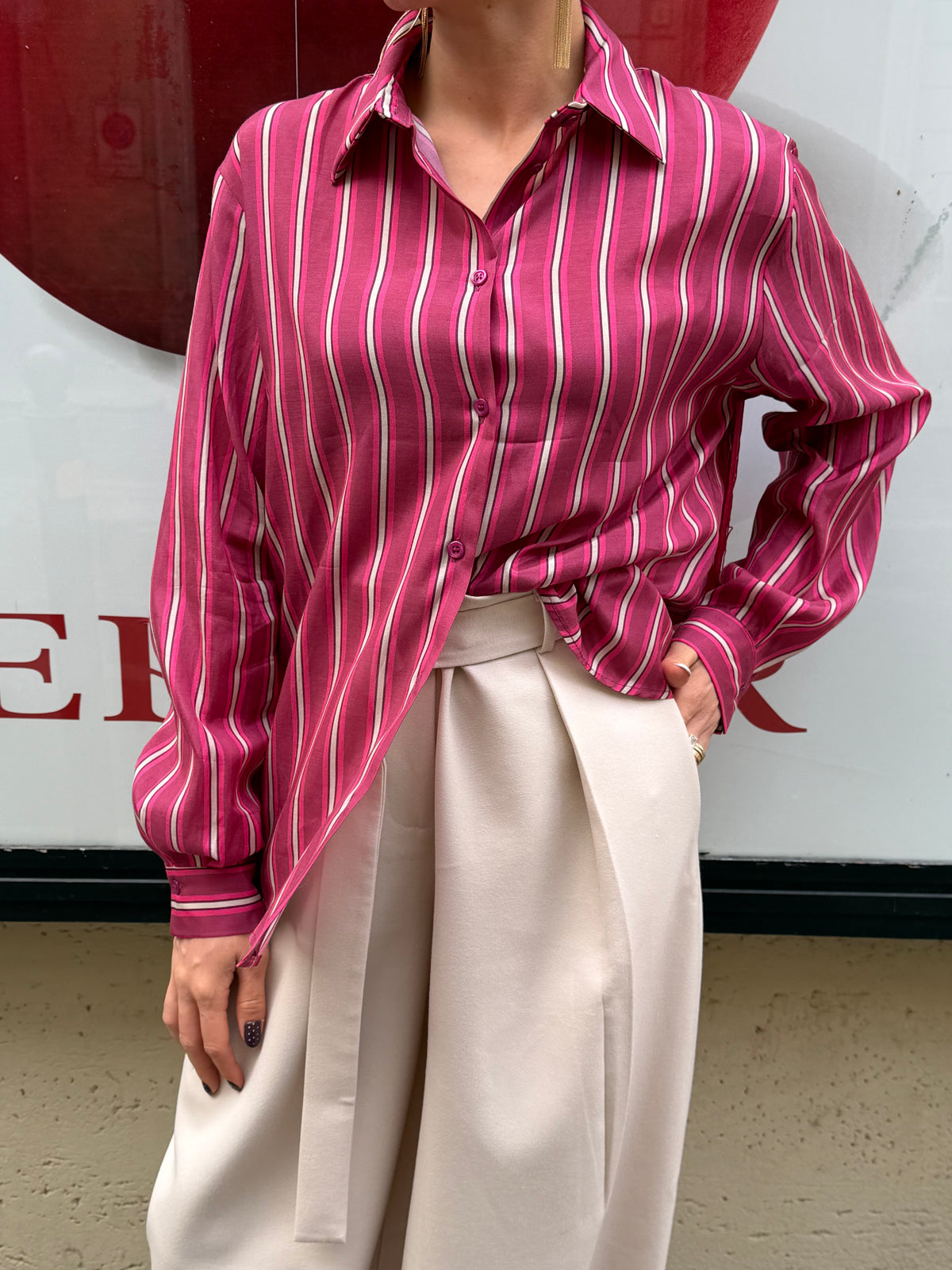 Camicia Rigata Amarena