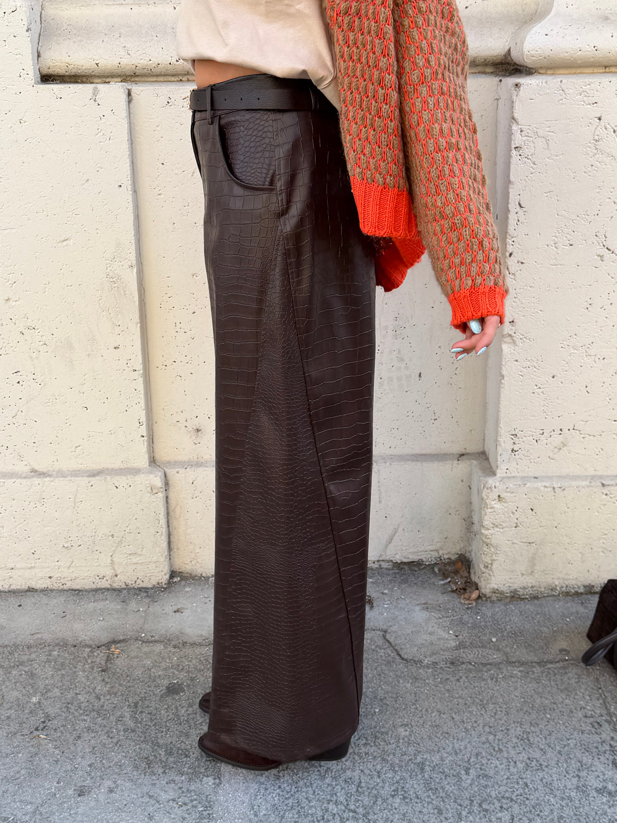 Pantalone Barrel Stampa Cocco
