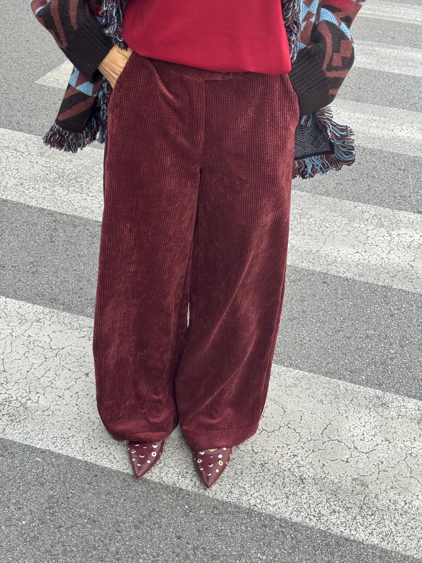 Pantalone Velluto Bordeaux