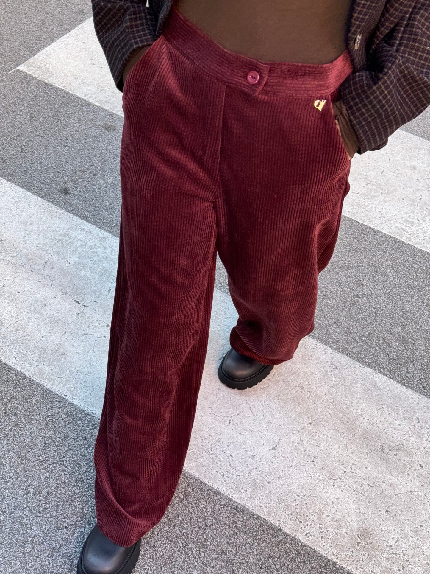 Pantalone velvet Bordeaux