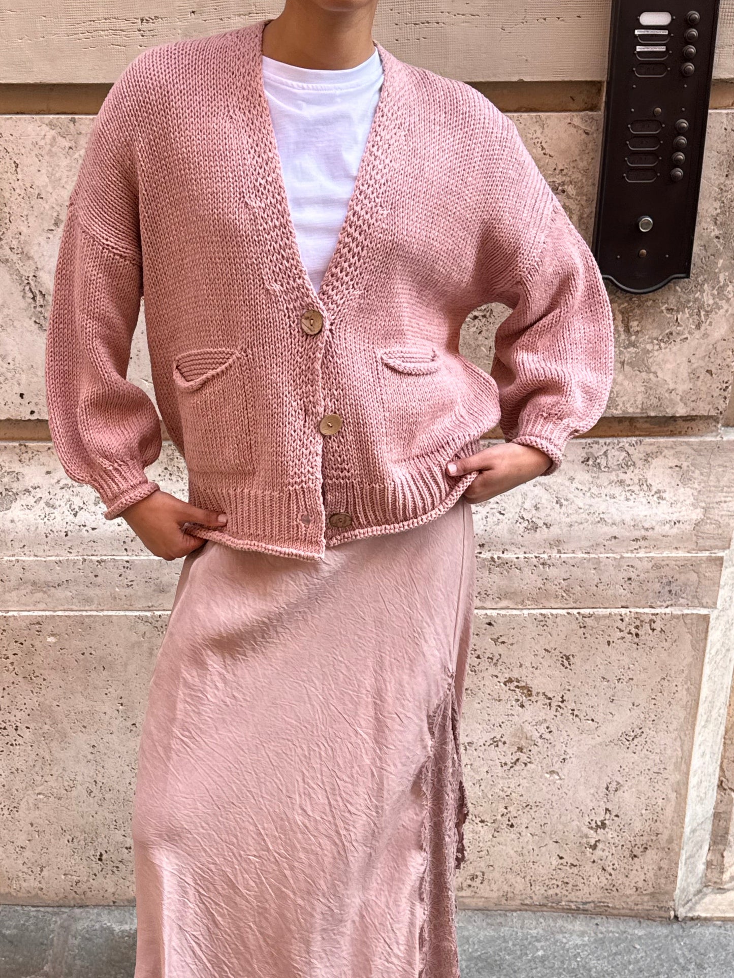 Cardigan Bottoni Rosa