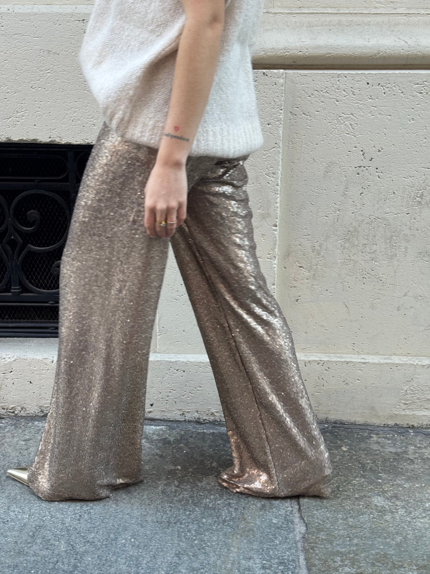 Pantalone Paillettes Oro