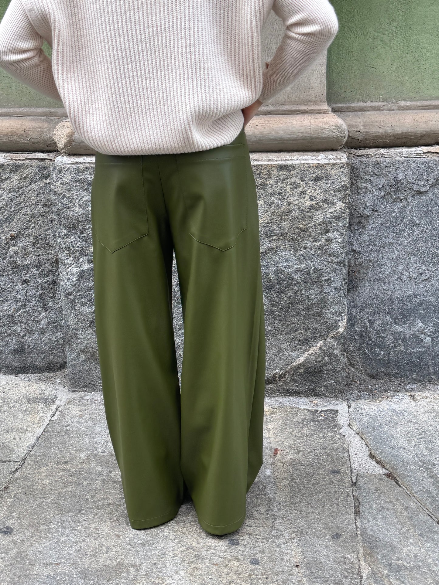 Pantalone Ecopelle Verde
