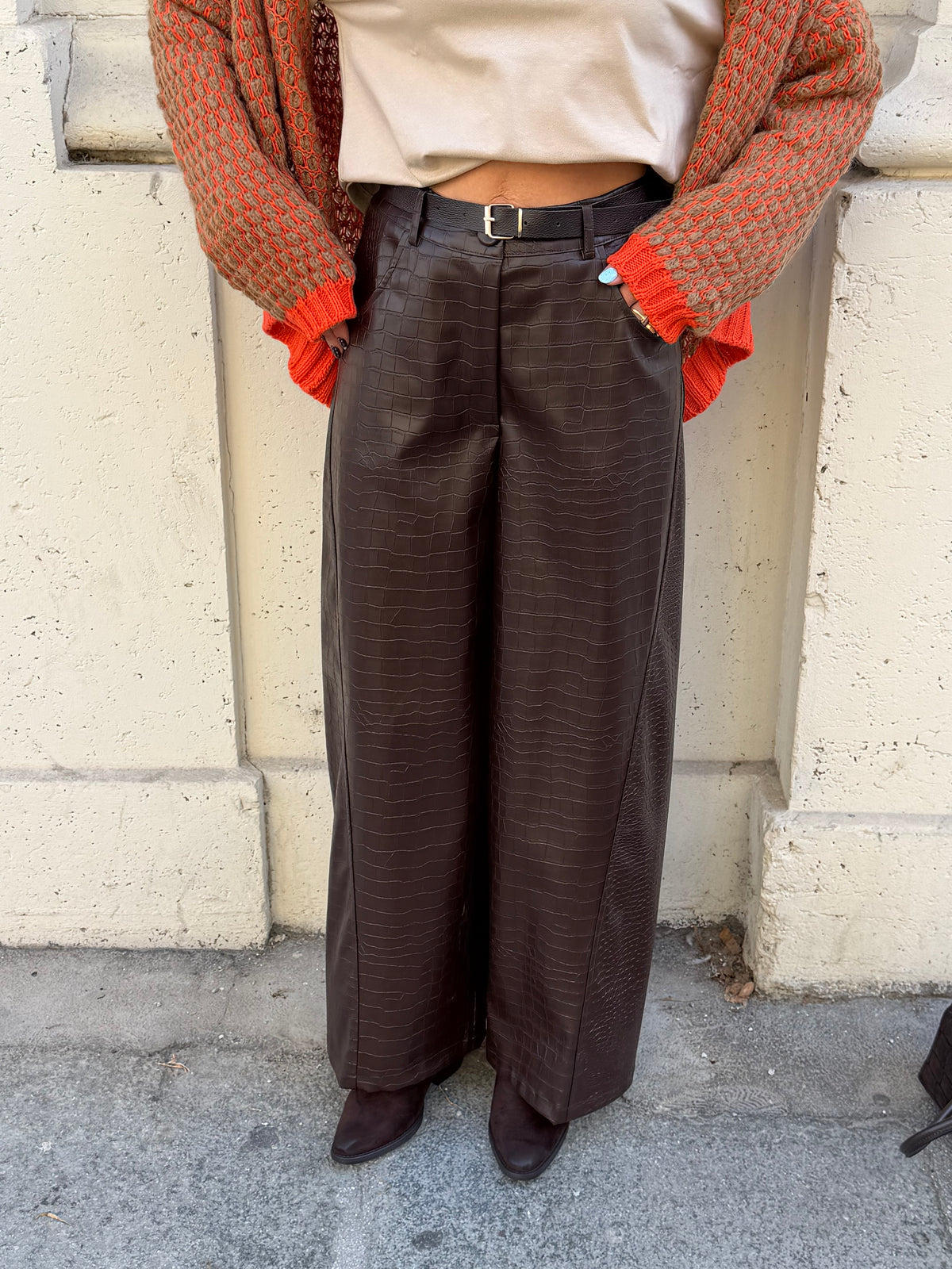Pantalone Barrel Stampa Cocco