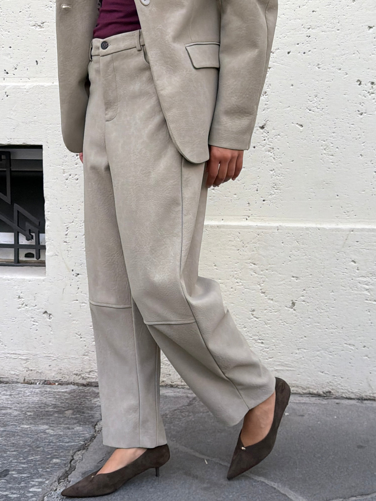 Pantalone Ecopelle Opaco | Pietra