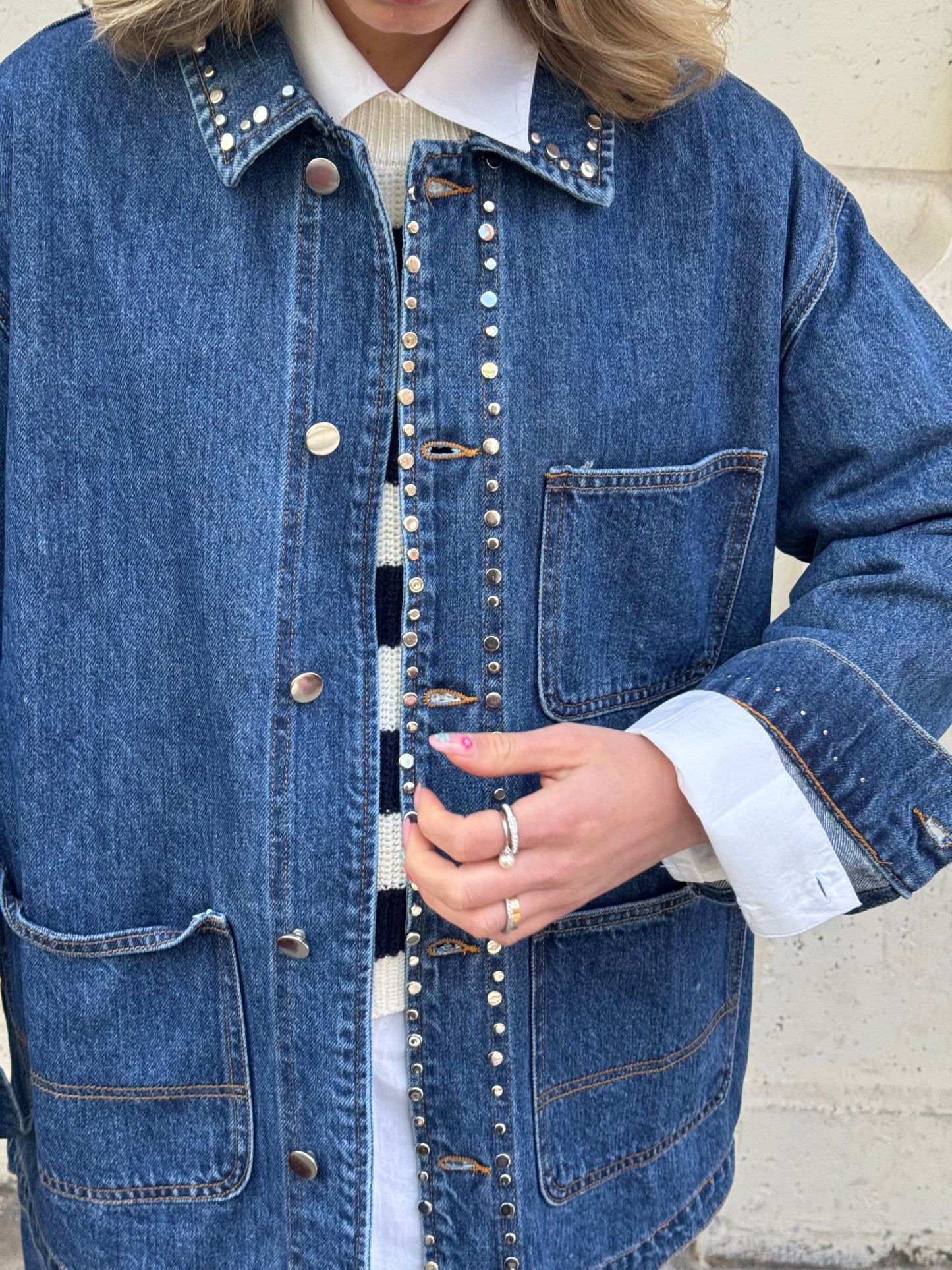 Giacca denim Borchie