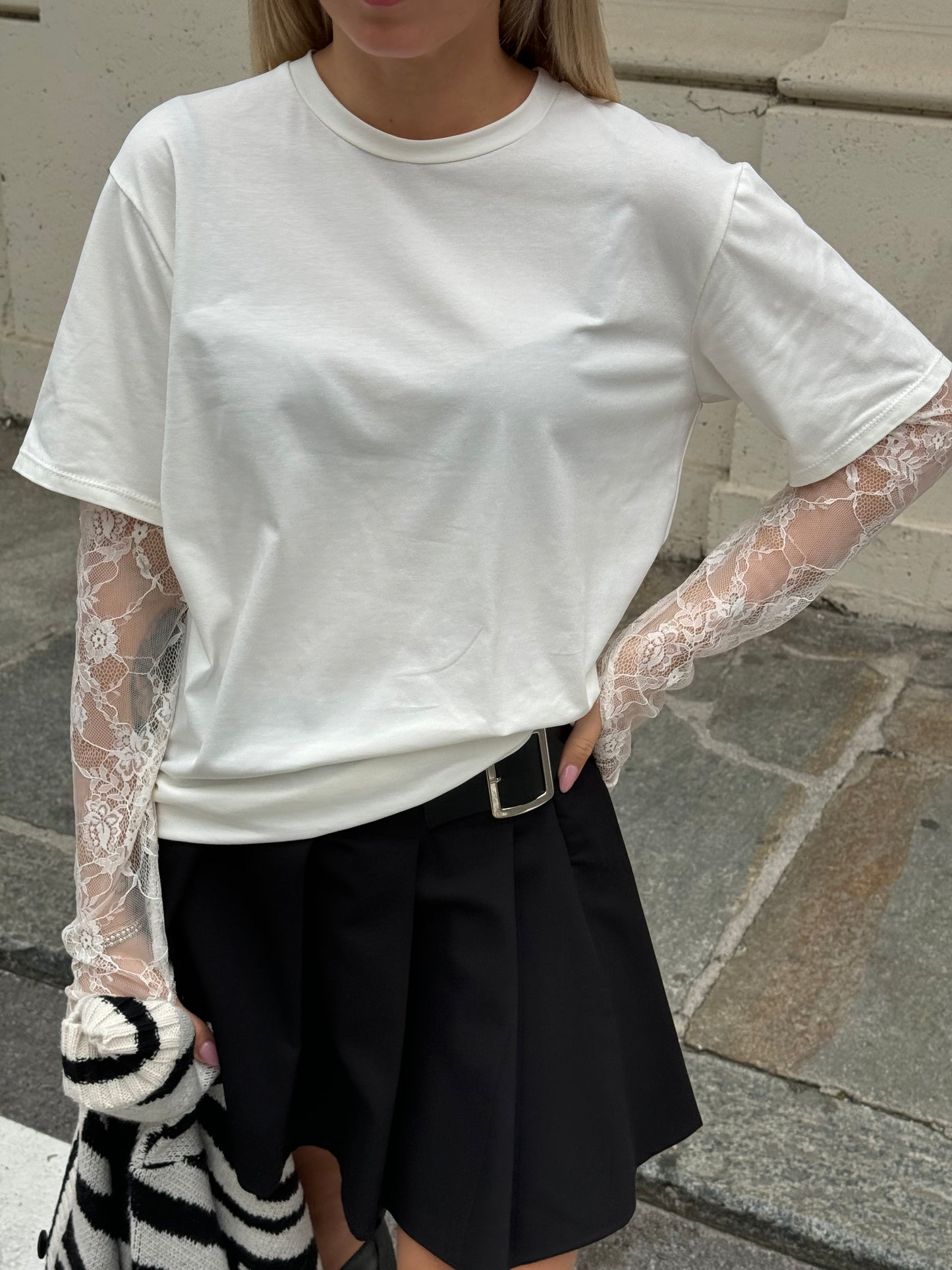 T-shirt pizzo bianco