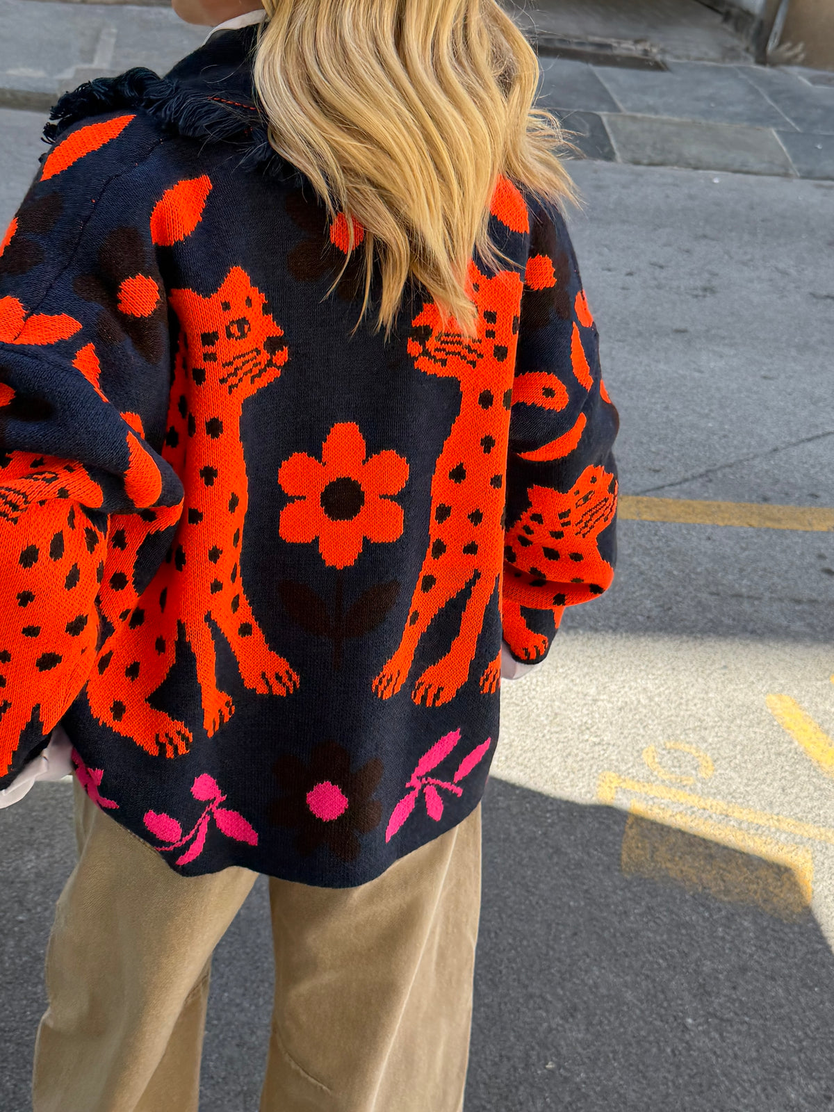 Cardigan Giaguaro | Blu Arancio Fucsia
