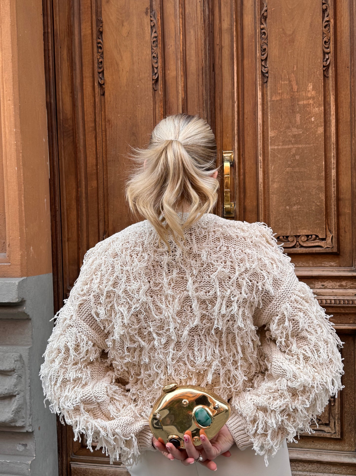 Cardigan Frange Panna