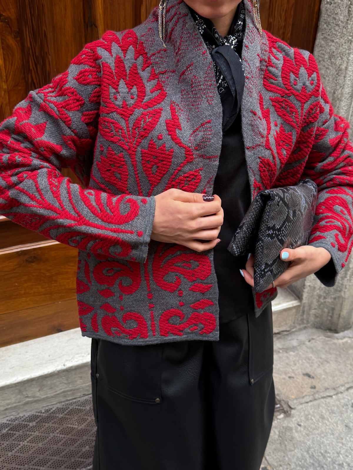 Cardigan Flor | Grigio&Rosso