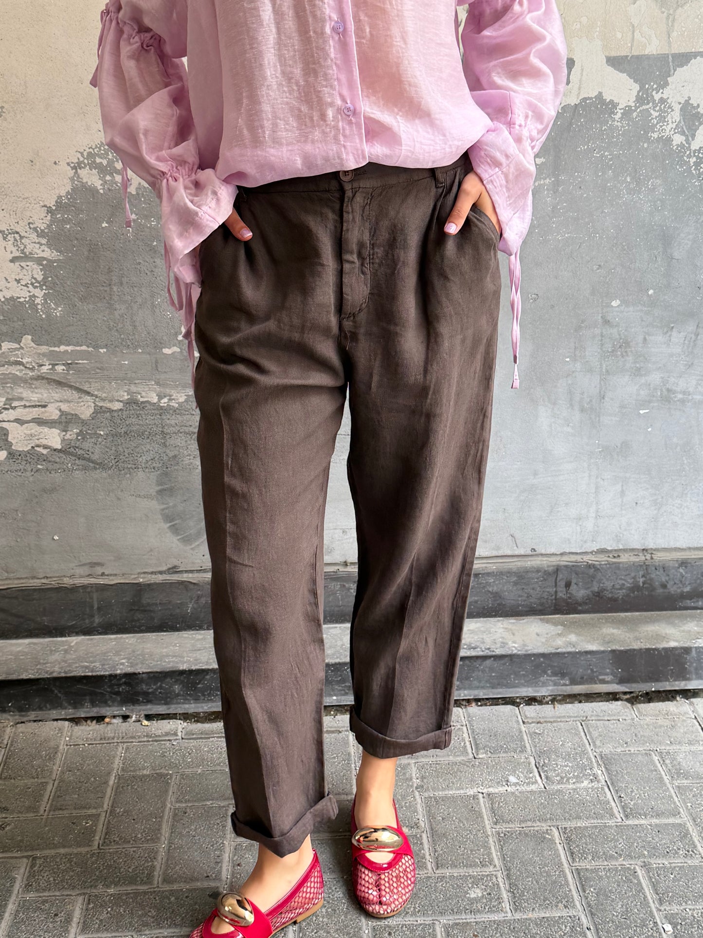 Pantalone Lino Cacao