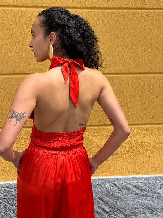 Top Satin Arancio