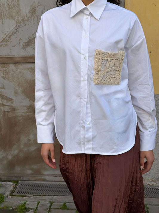 Camicia Bianca Taschino Crochet