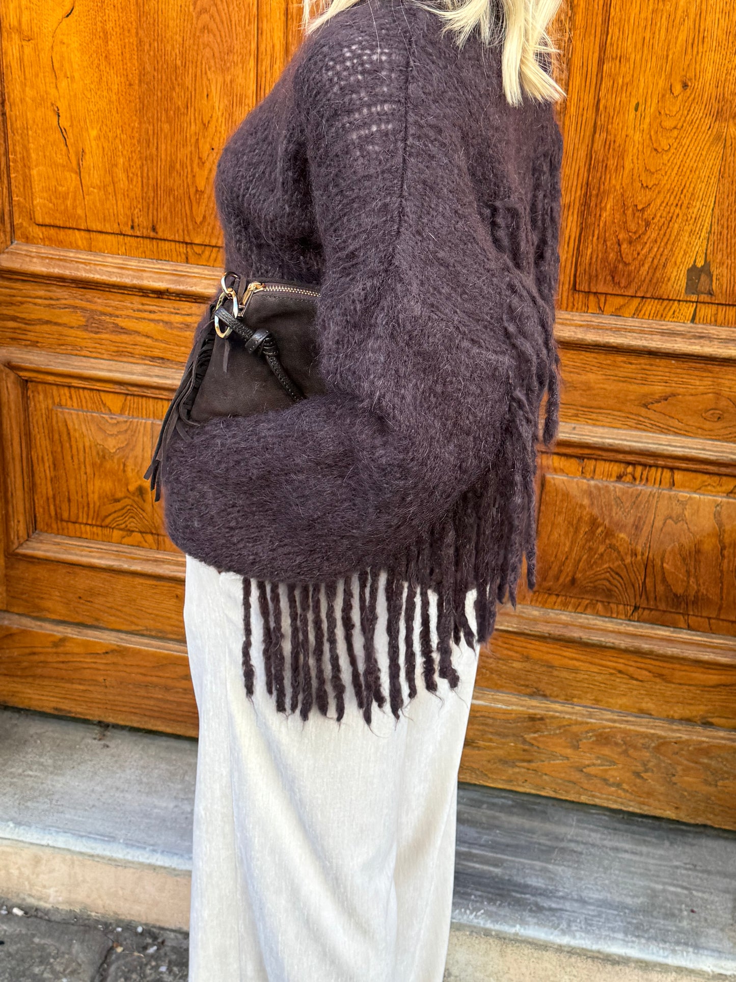 Maglia Frange Mohair | Marrone