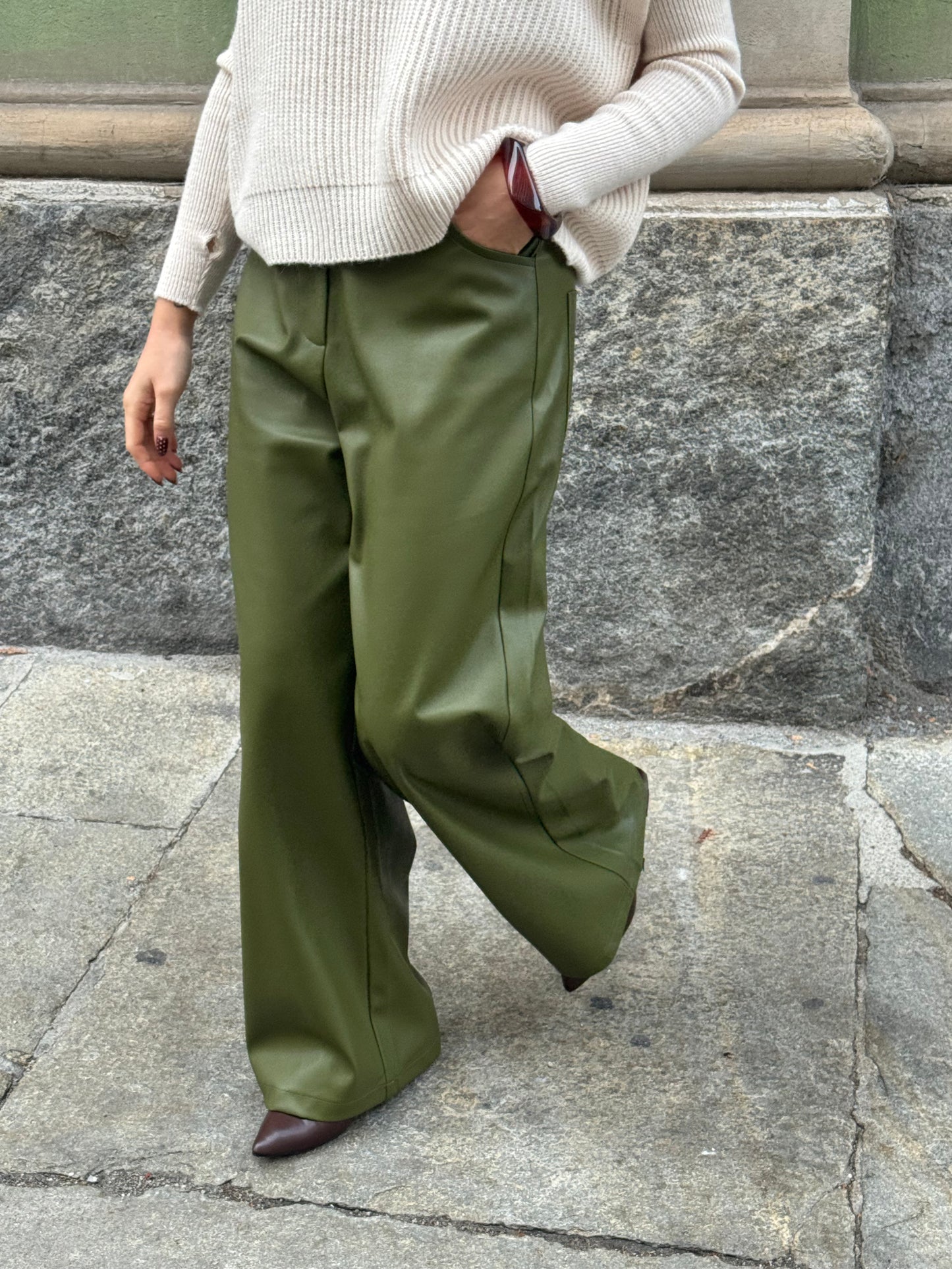 Pantalone Ecopelle Verde
