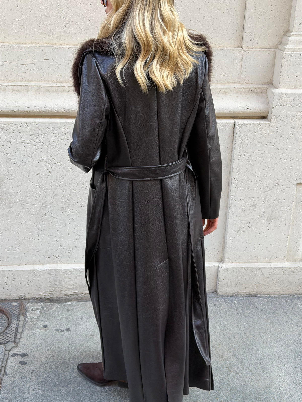 Cappotto Lungo Ecopelle | Moro