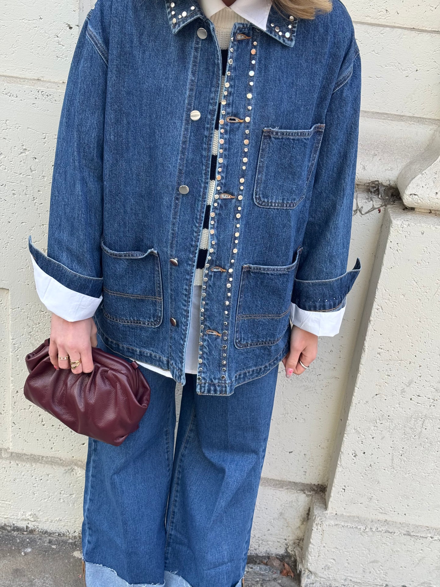 Giacca denim Borchie