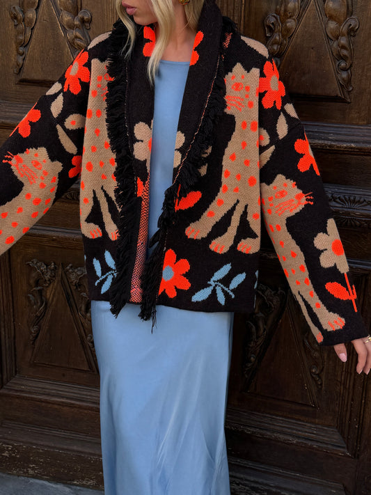 Cardigan Giaguaro | Beige Moro Arancione