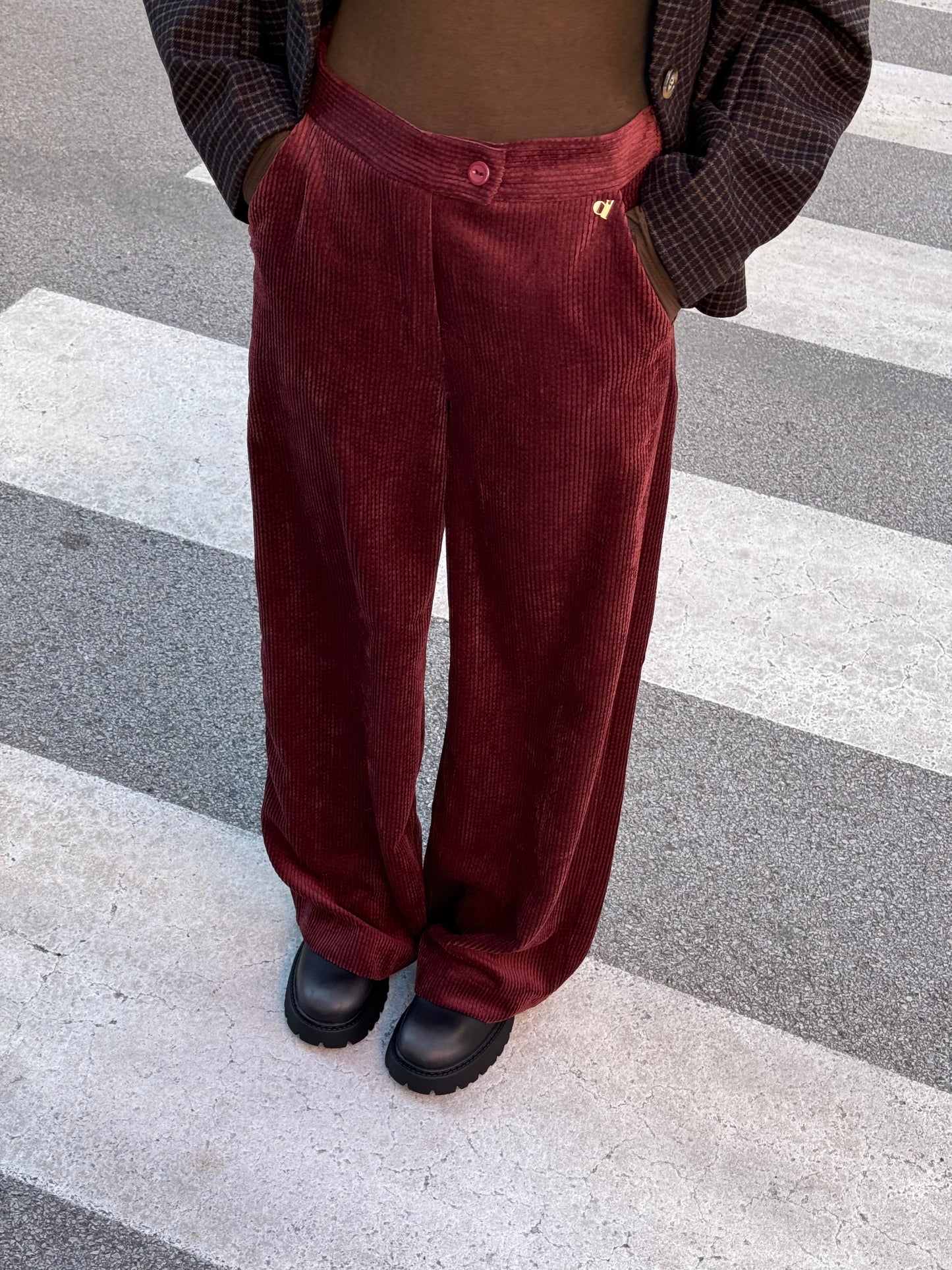 Pantalone velvet Bordeaux