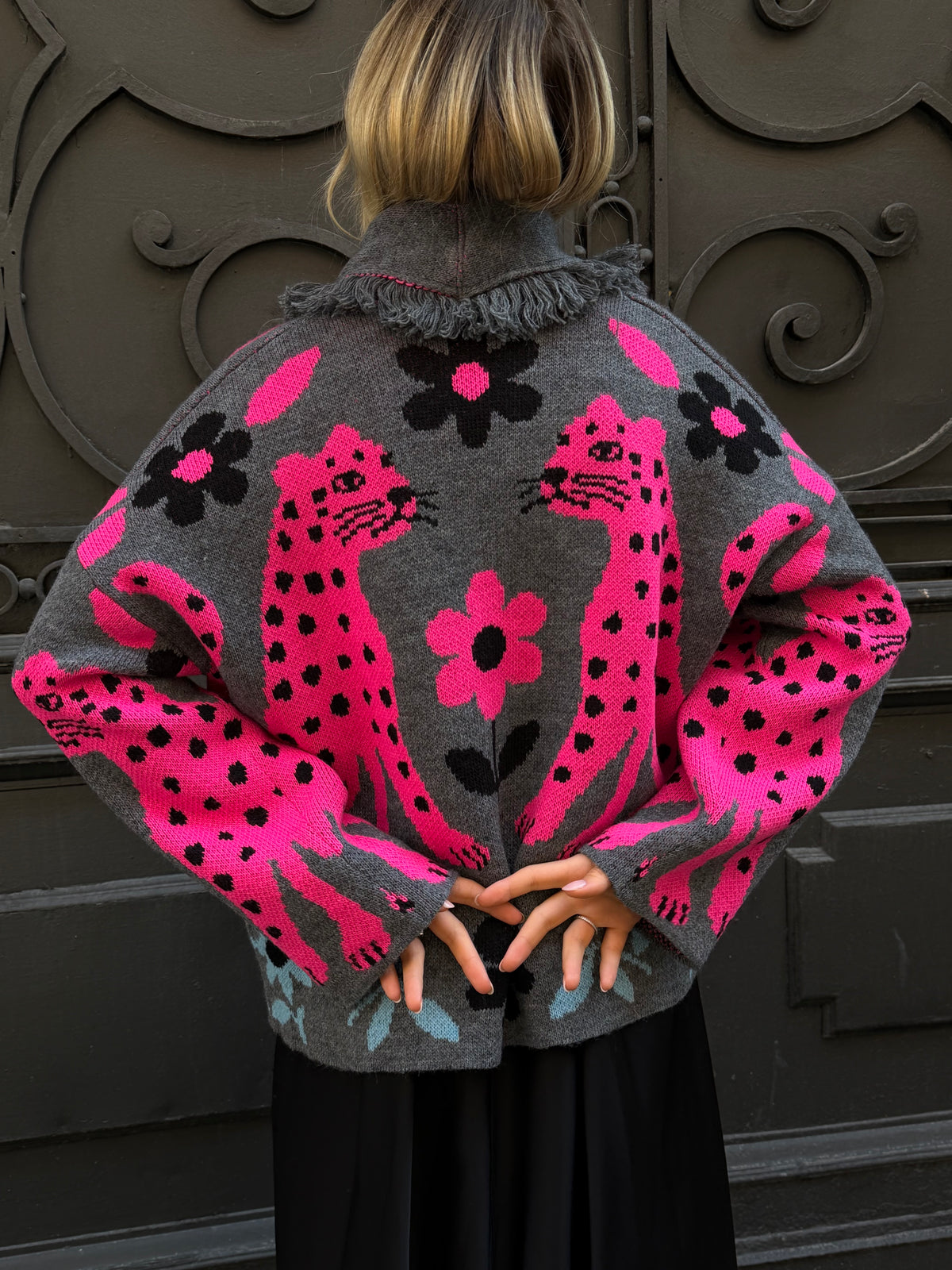Cardigan Giaguaro | Grigio Fucsia Azzurro