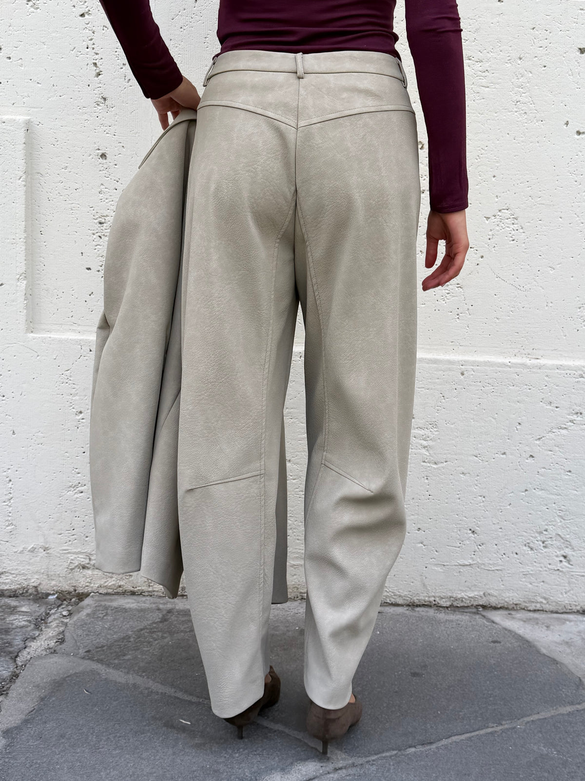 Pantalone Ecopelle Opaco | Pietra