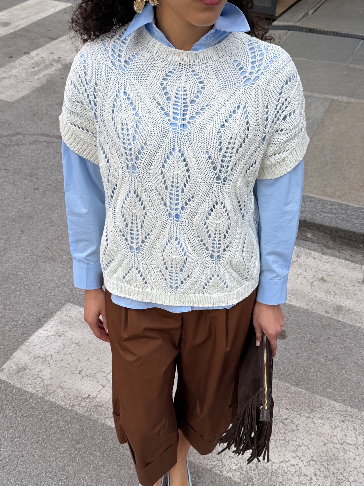 Gilet Traforato | Panna