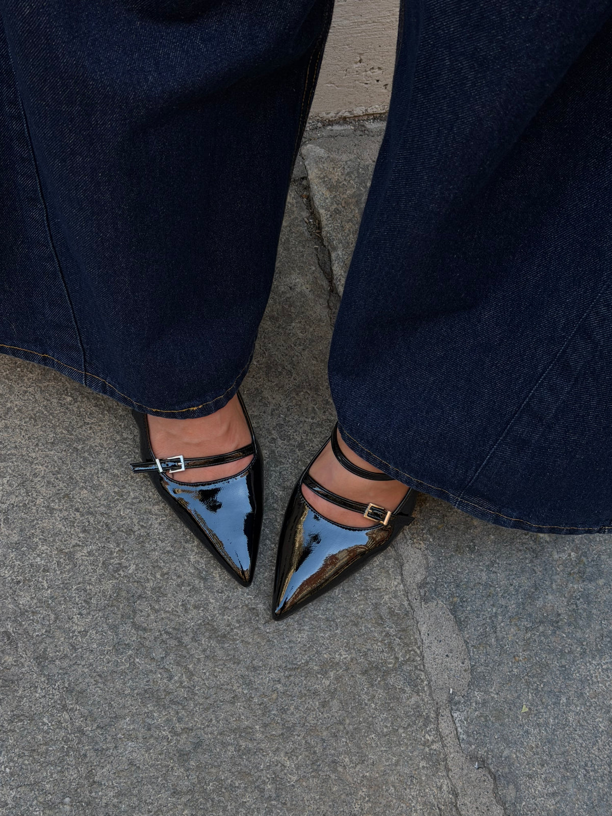 Slingback Vernice Nero