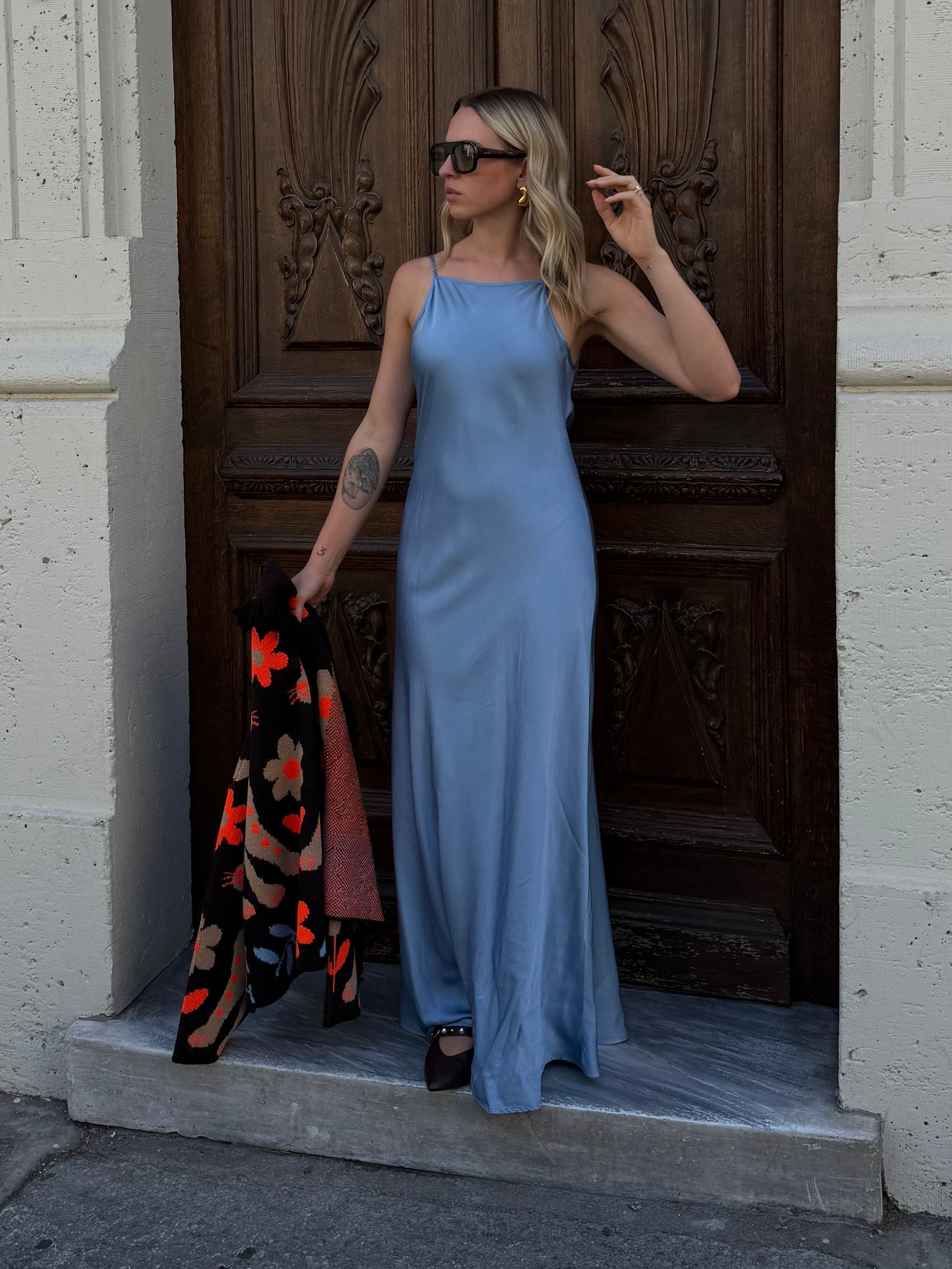 Abito Satin Eva | Azzurro