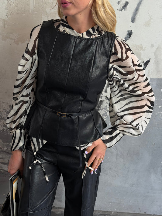 Gilet Ecopelle Angy | Nero