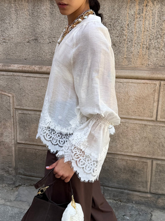 Camicia Pizzo White
