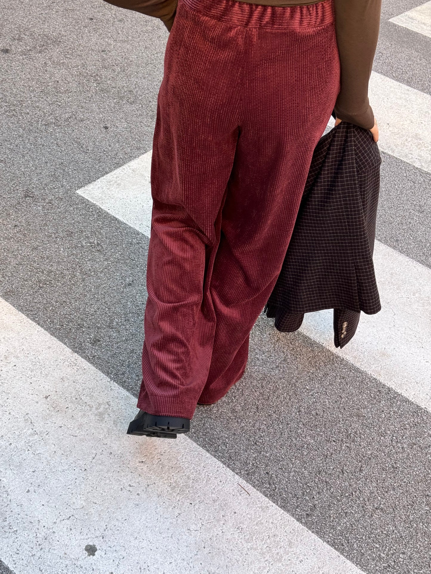 Pantalone velvet Bordeaux