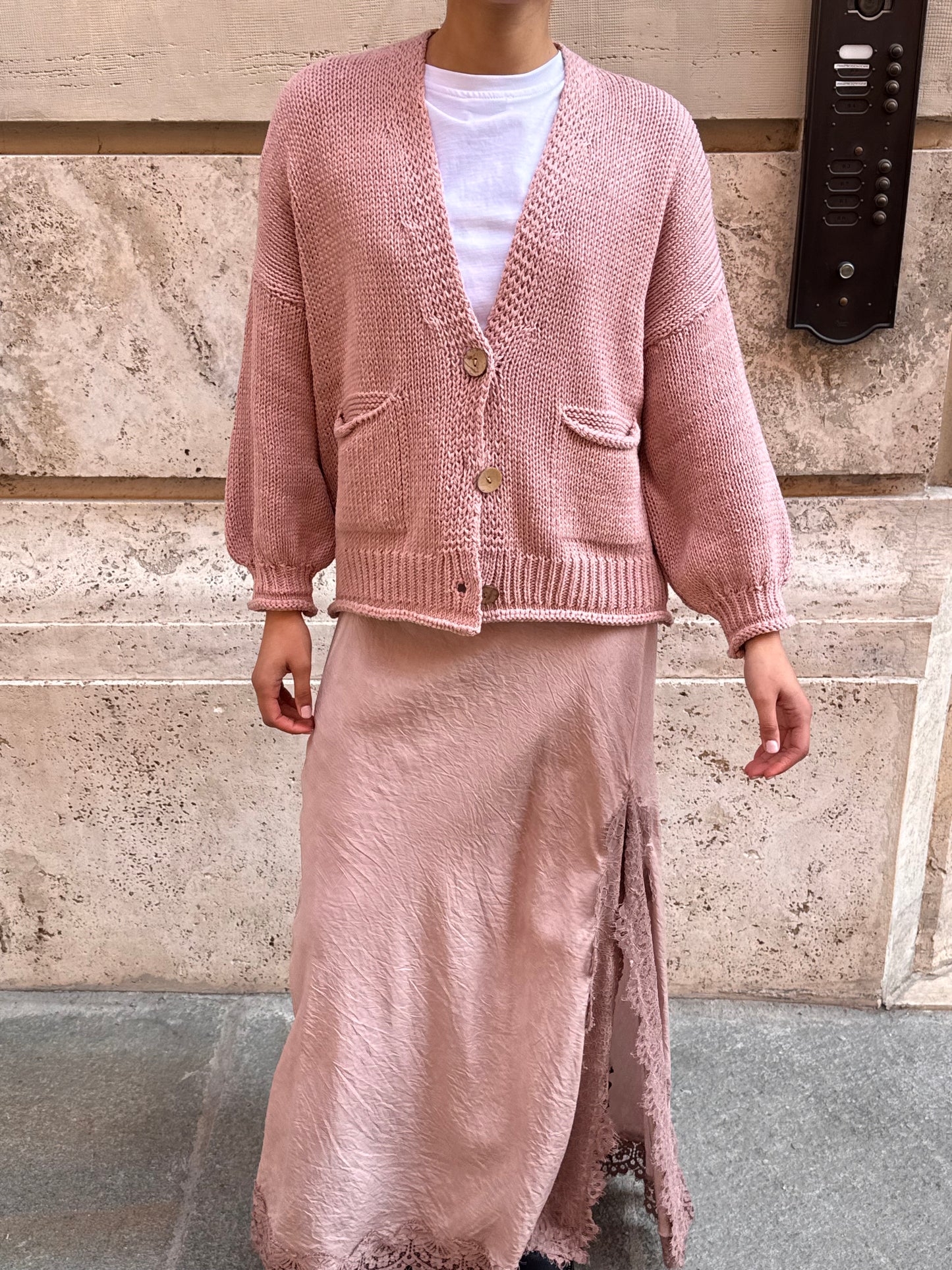 Cardigan Bottoni Rosa