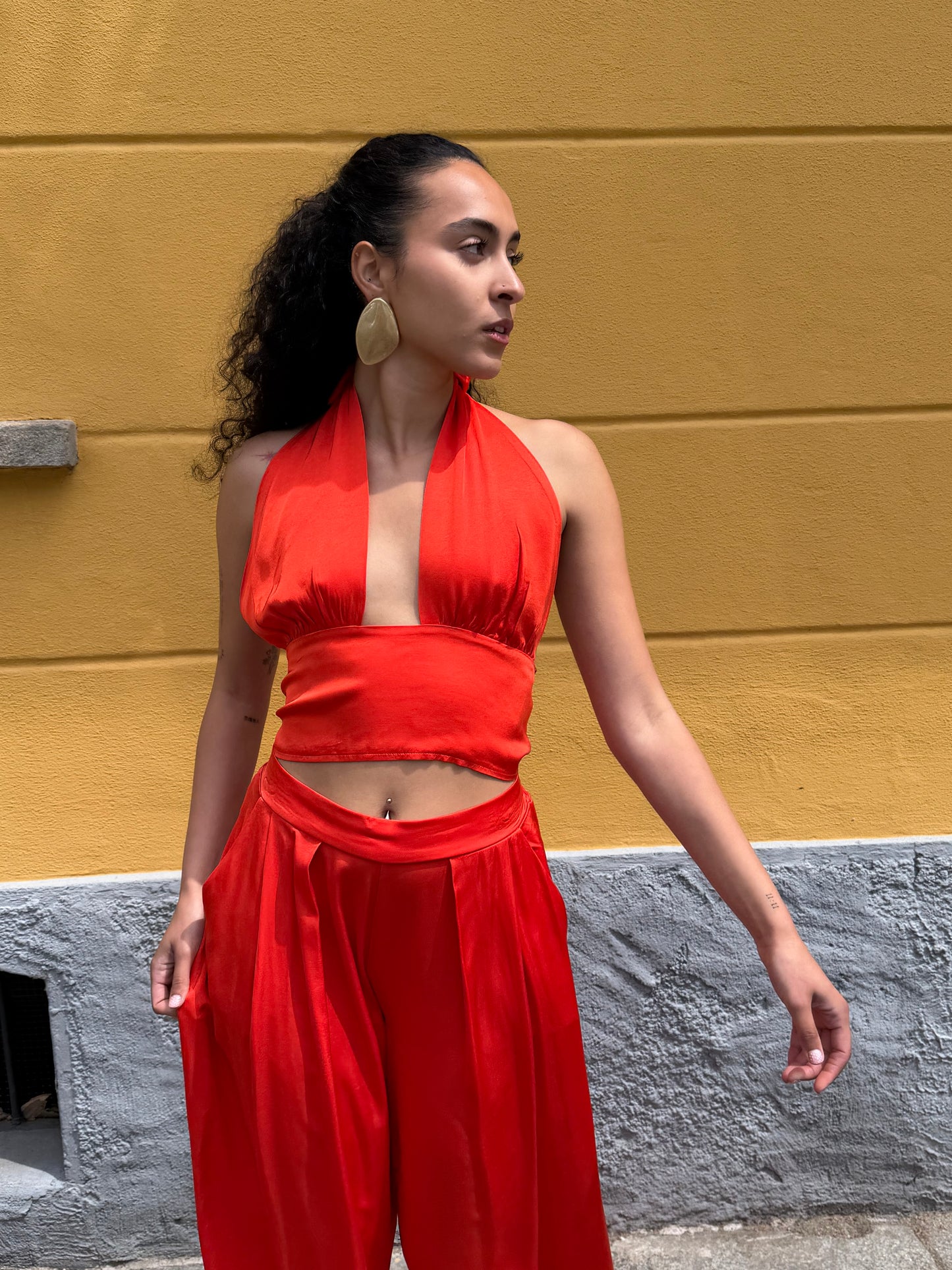 Top Satin Arancio