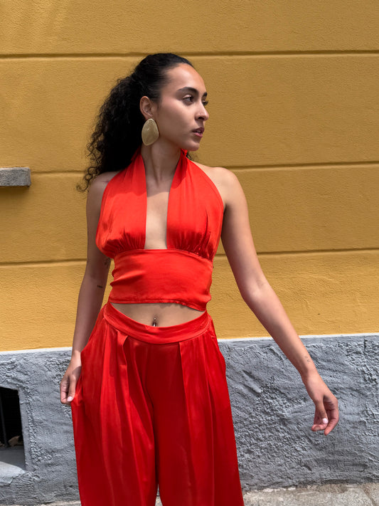 Top Satin Arancio