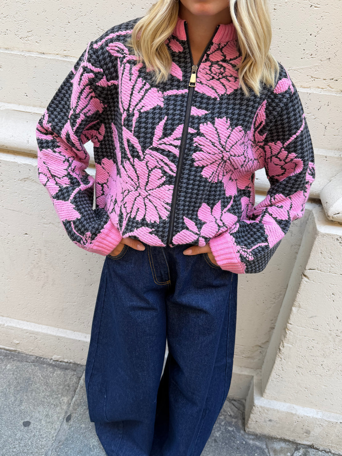 Cardigan Zip Pink