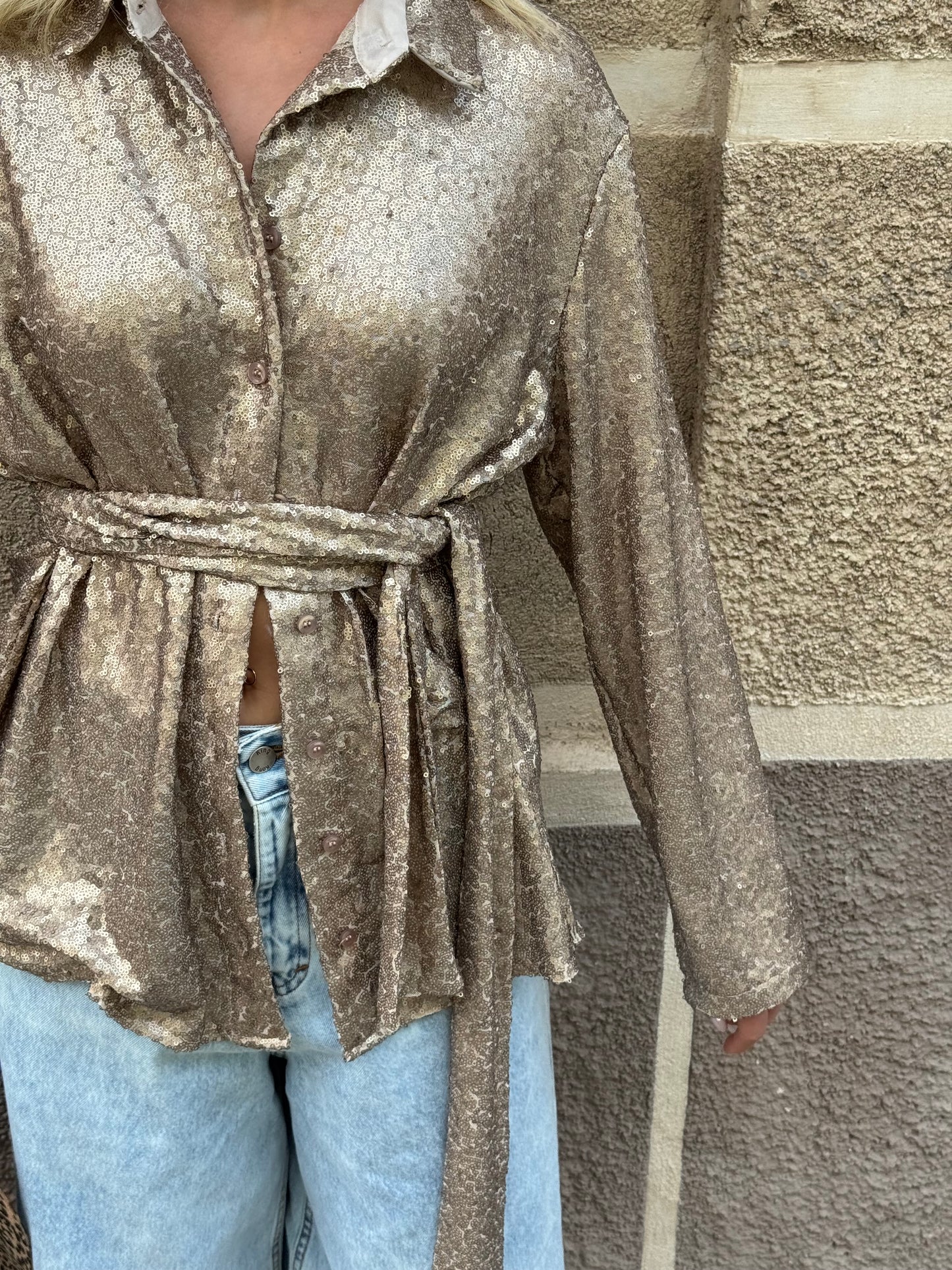 Camicia paillettes Oro