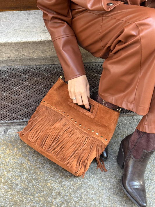Borsa Frange Suede | Cuoio
